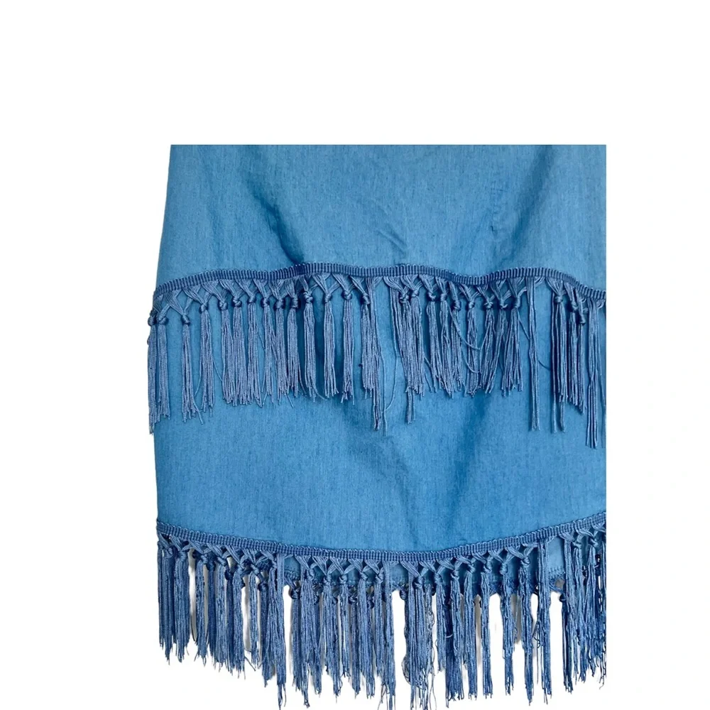 BY EGREIS | blue tassel fringe skirt